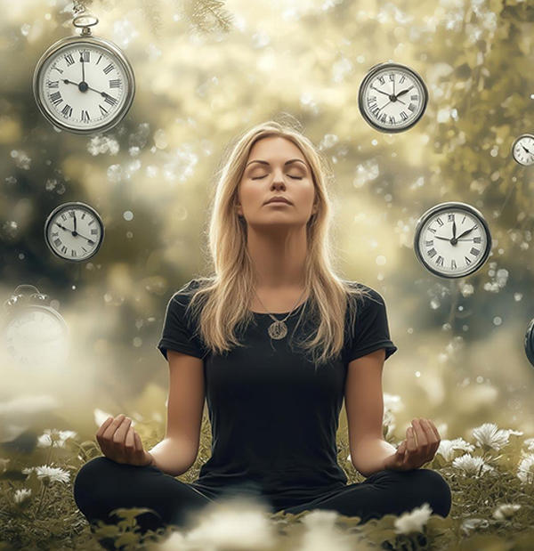 Woman meditating while visualizing her natural biological rhythm
