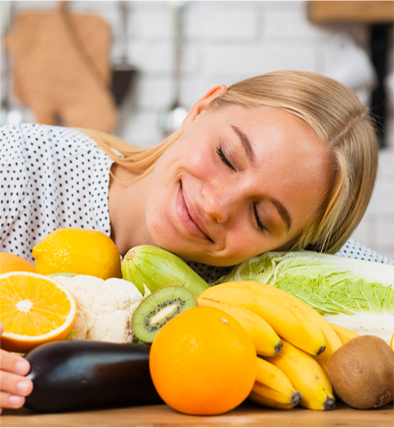 Woman with fresh food representing healthy nutrition